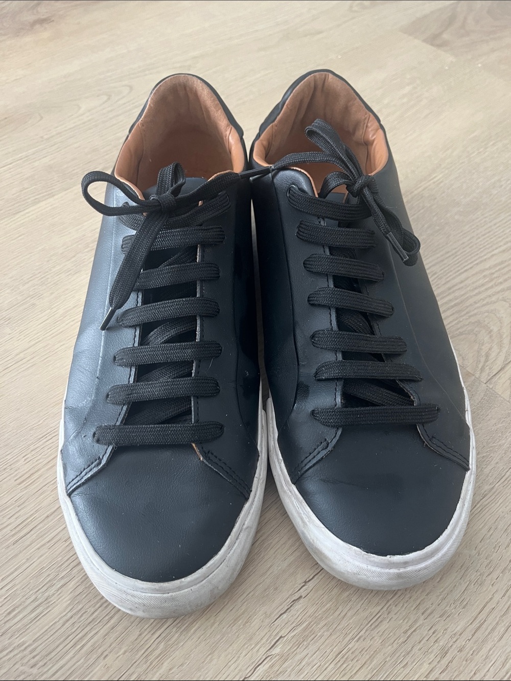 Zara Men's Black Faux Leather Low-Top Sneakers Ortholite Cushion